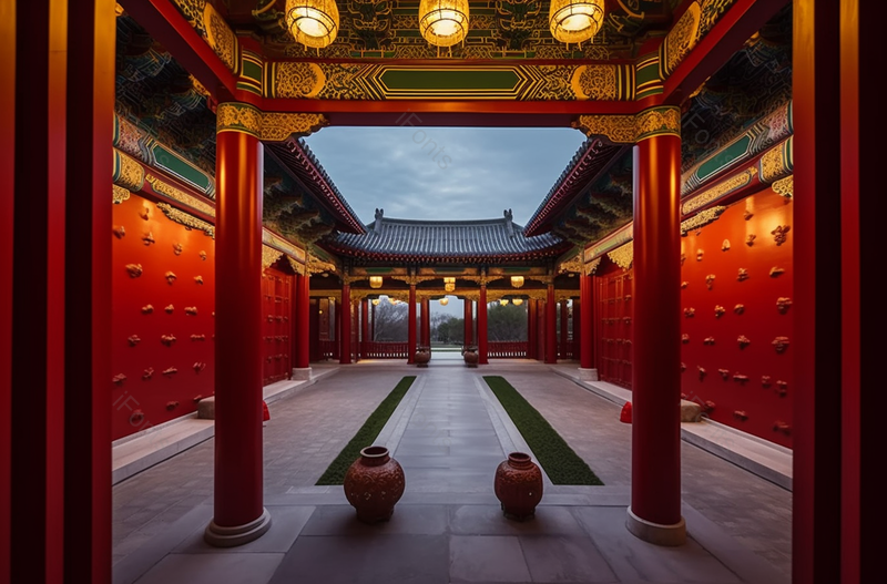 大气宫殿建筑红色墙壁,高清,摄影图,摄影图片,图片大全,摄影图免费下载